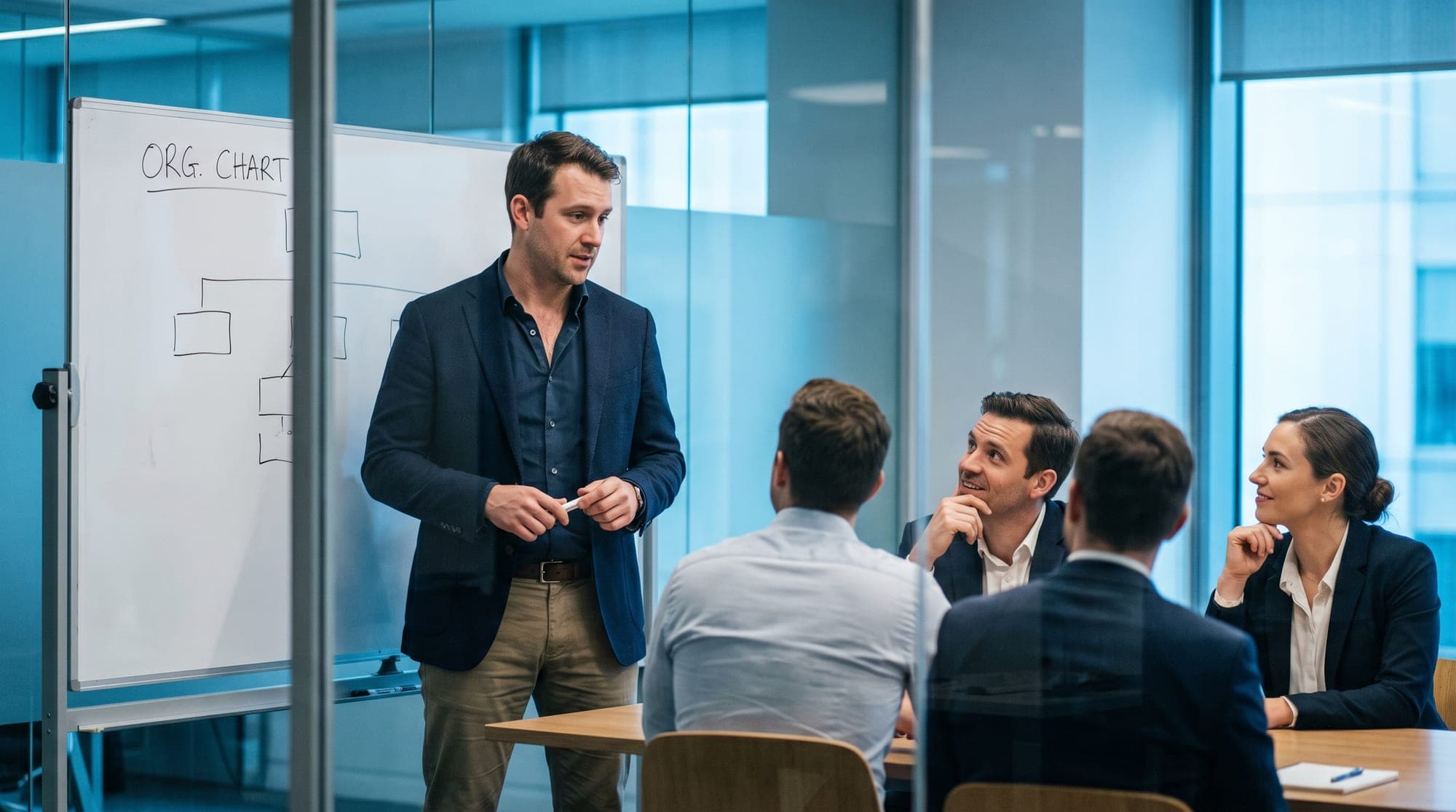 A first-time manager being coached through a team meeting.