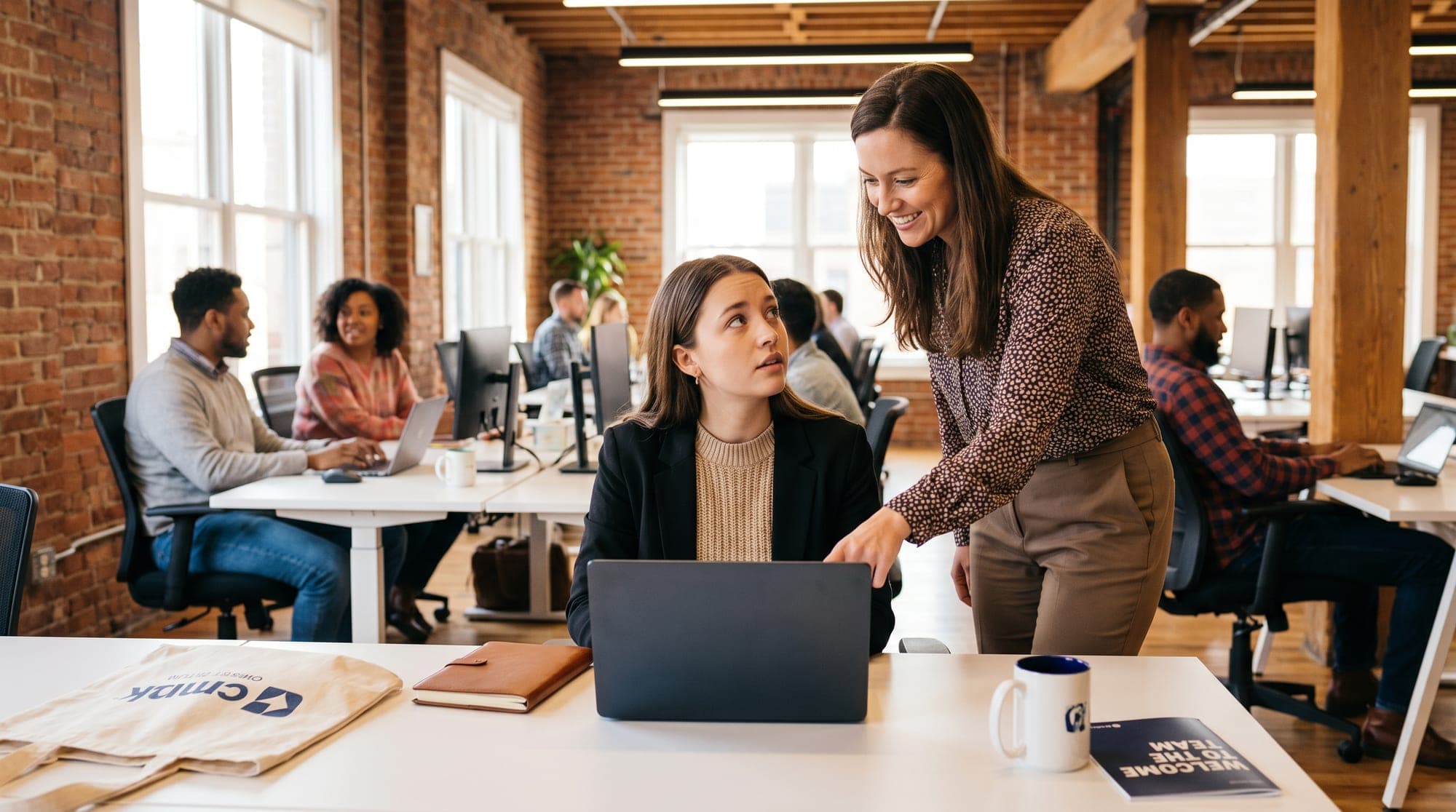 A structured onboarding conversation between a new hire and their manager.