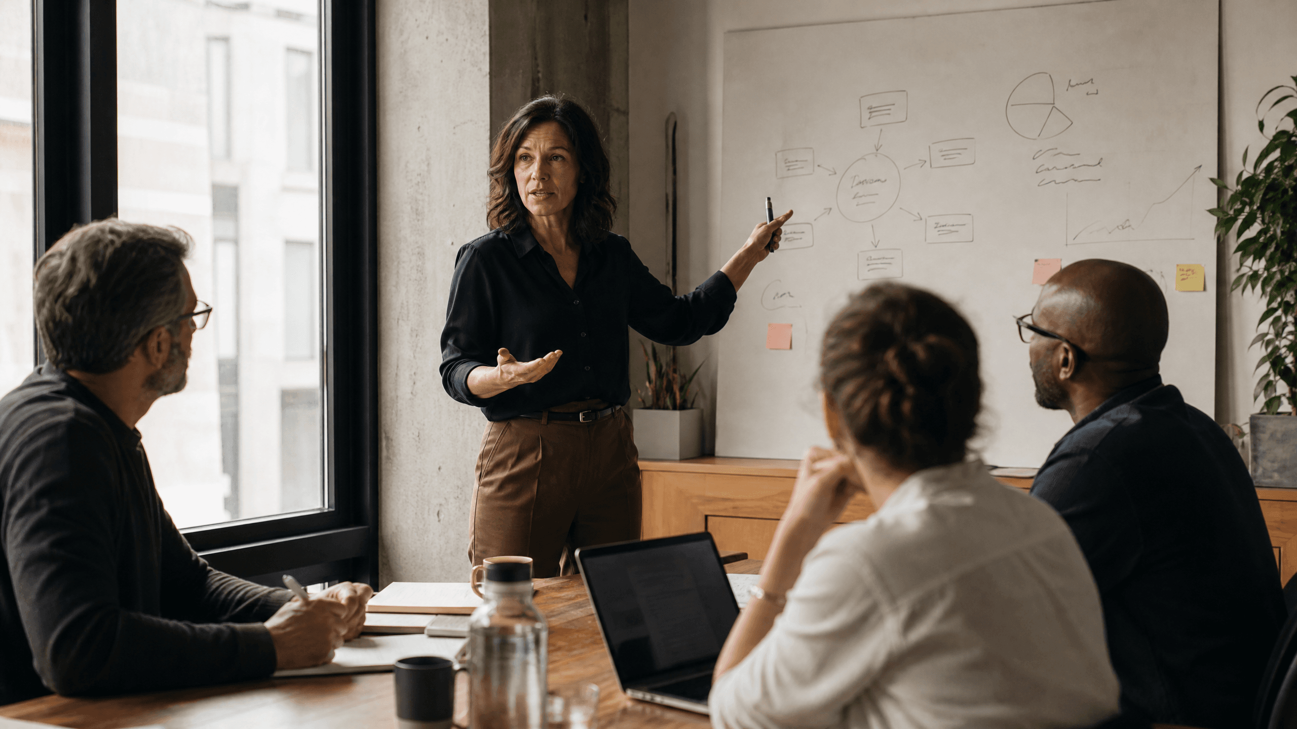 Leadership meeting around a conference table