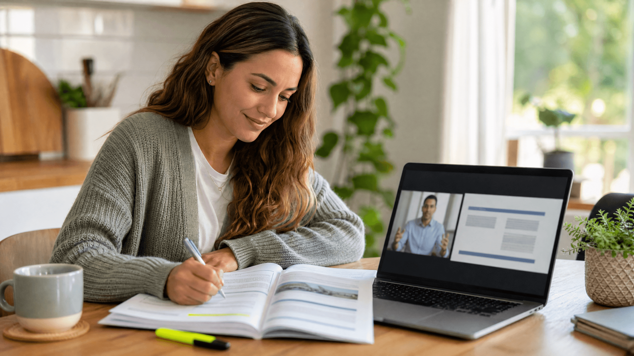 Self-paced learner working through a course manual online