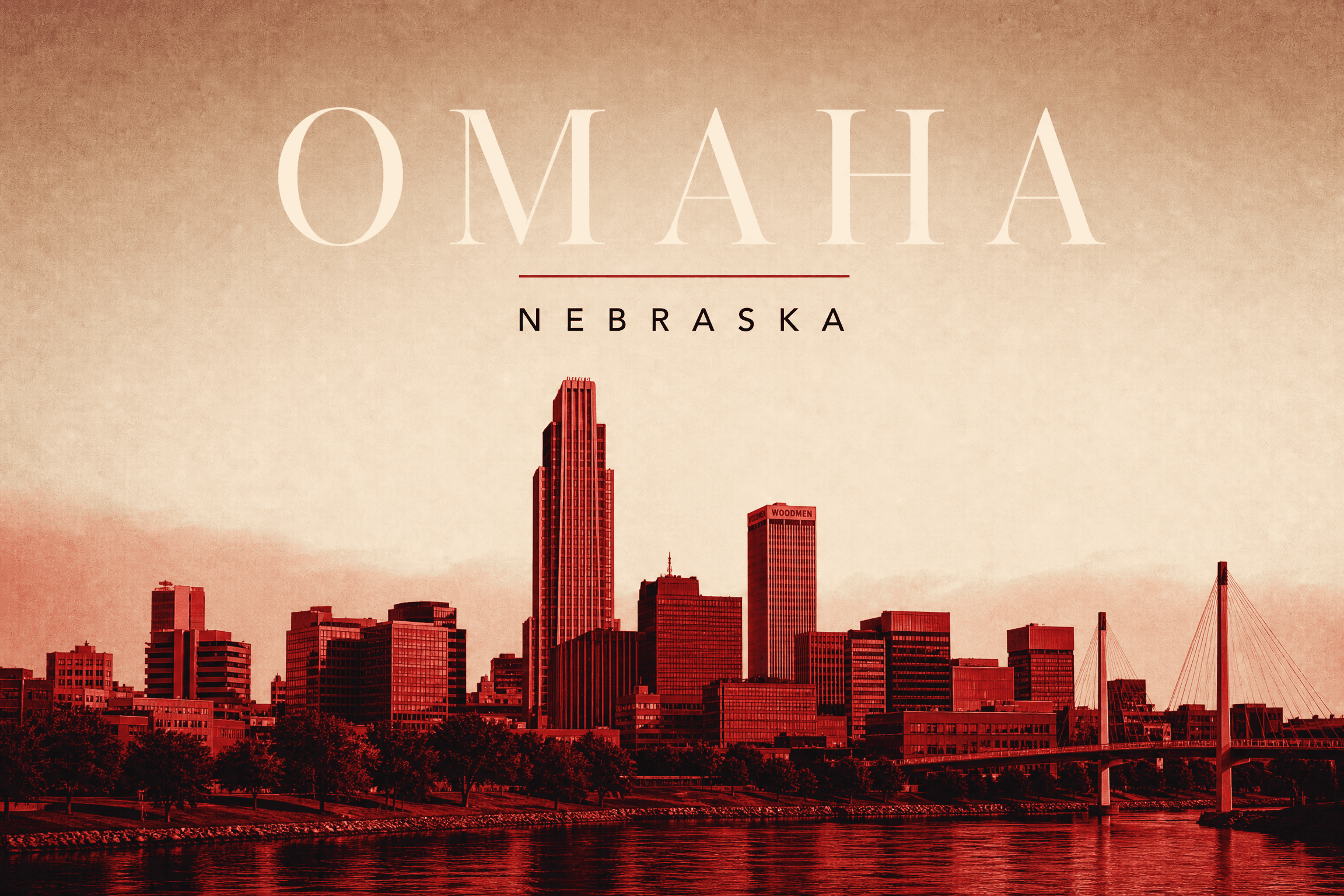 Omaha, NE — duotone city view